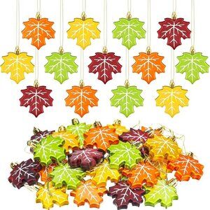Fall Thanksgiving Maple Leaf Ornament Candy Corn Plastic Harvest Hanging Pendant